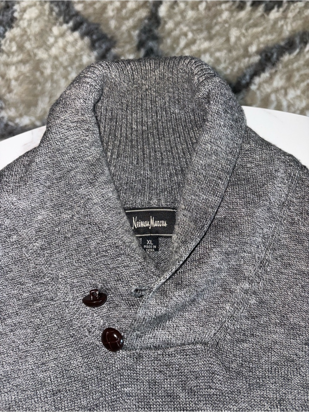 Neiman Marcus Grey Ribbed Knit Jacket - Picture 2 of 5